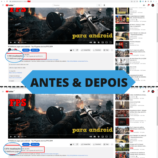 Antes & Depois Visualizações Vídeo YouTube