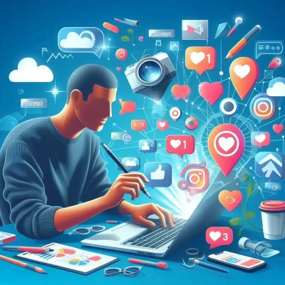 homem olhando para o notebook descobrindo como ganhar seguidores para instagram grátis